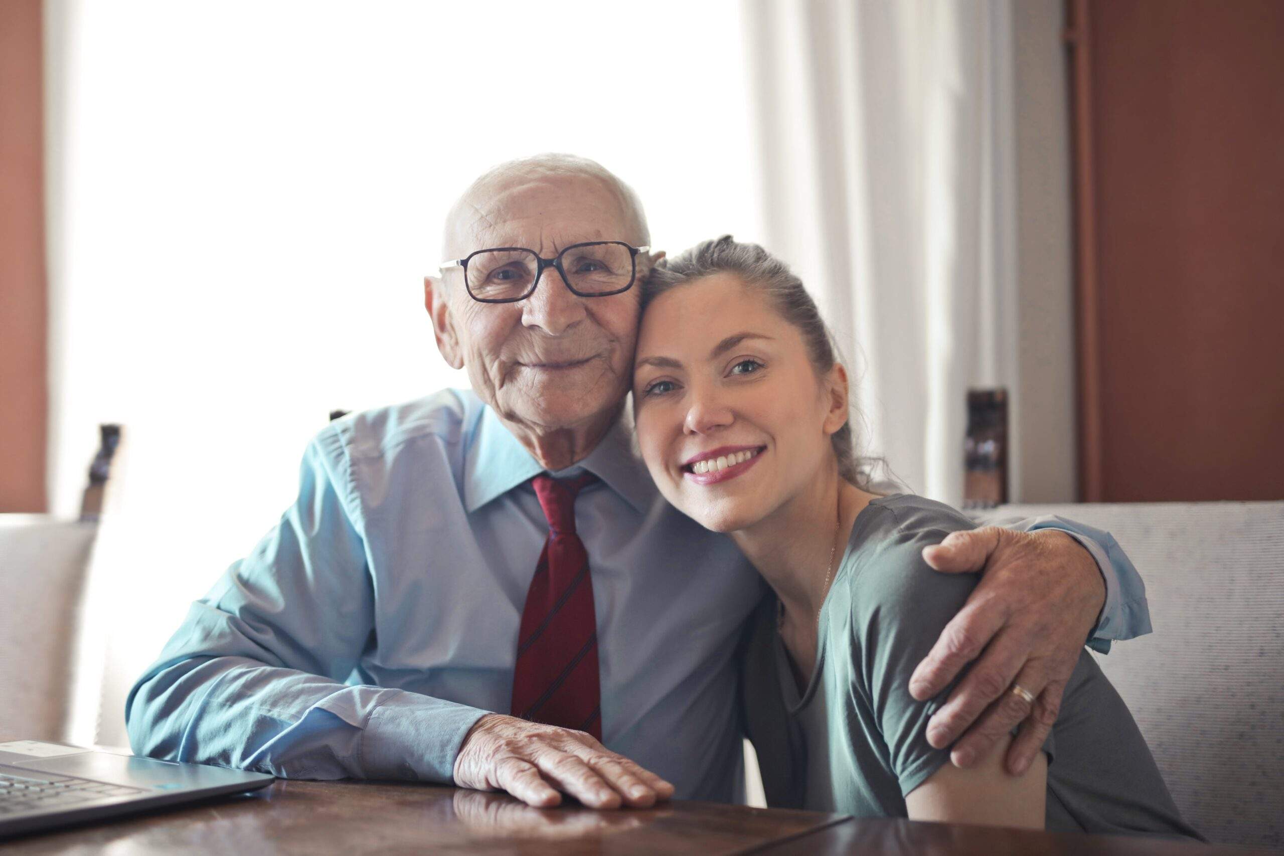Caregiver helping senior